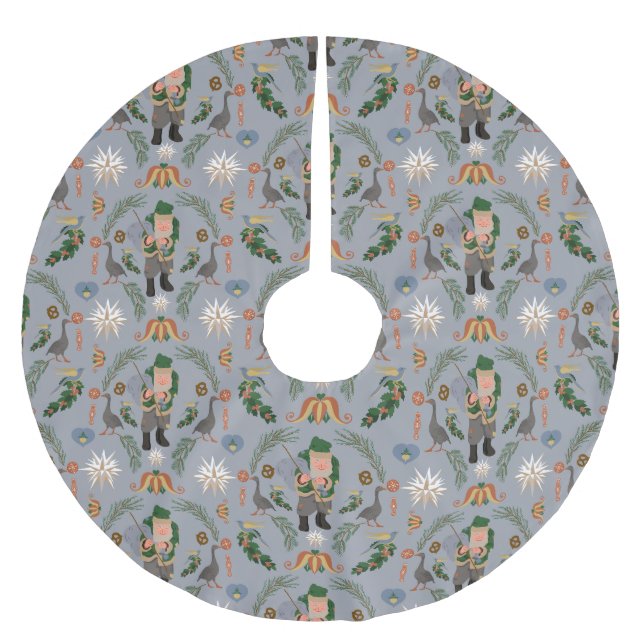 Belsnickel and Pennsylvania Christmas Motifs Brushed Polyester Tree Skirt (Front)