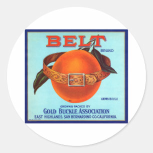 Belt Brand California Oranges Classic Round Sticker