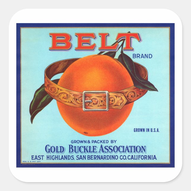 Belt Brand California Oranges Square Sticker (Front)