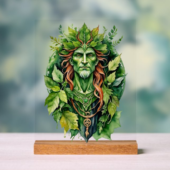 Beltane Celtic Greenman Forest God Sabbat Altar Acrylic Sign (Neutral)