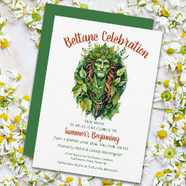 Beltane Celtic Greenman Forest God Sabbat Party Invitation