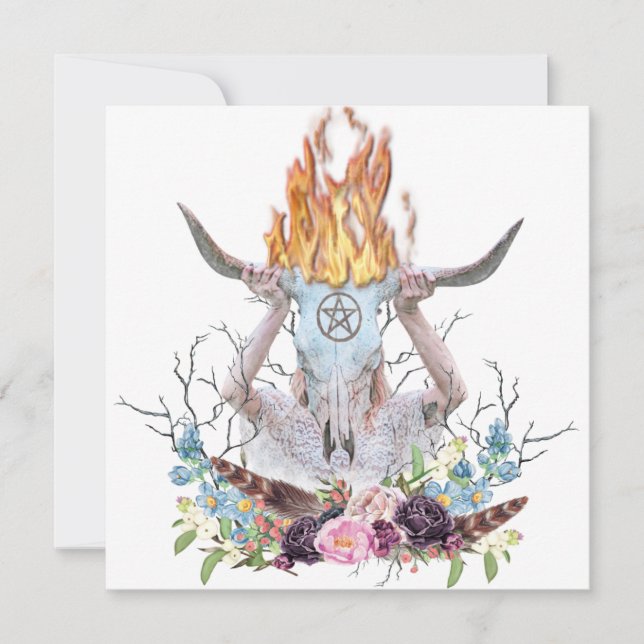 Beltane Fire Forest Ritual Scene May Day Card (Front)