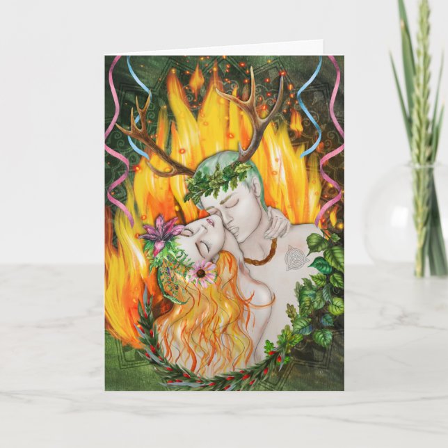 Beltane God & Goddess Wicca Holiday Card (Front)