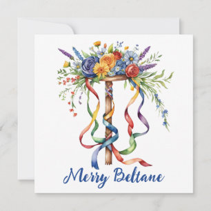 Beltane Maypole Floral Summer Begins Sabbat Holiday Card