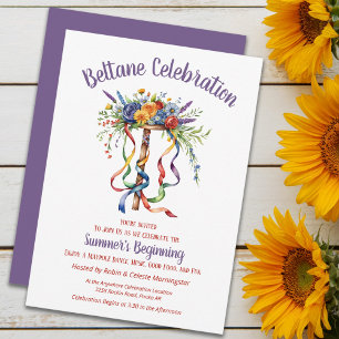 Beltane Maypole Summer Floral Sabbat Party Invitation