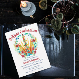 Beltane Maypole Summer Floral Sabbat Party Invitation