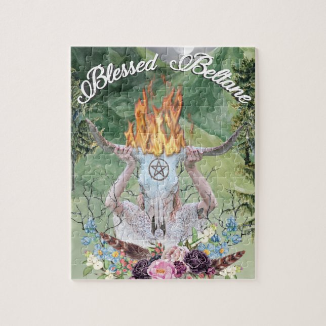 Beltane Sabbat Fire Ritual Scene Wiccan Jigsaw Puzzle (Vertical)