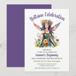 Beltane Summer Fairy Floral Sabbat Party Invitation