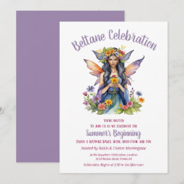 Beltane Summer Fairy Floral Sabbat Party Invitation