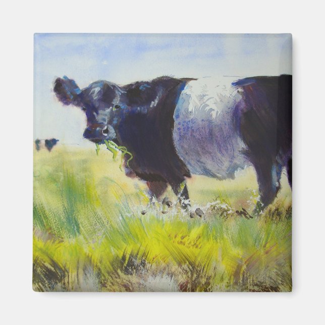 Belted Galloway Cow Painting Magnet (Front)