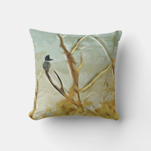 Belted Kingfisher at Rivers Edge Abstract Cushion