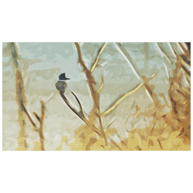 Belted Kingfisher at Rivers Edge Abstract Tablecloth (Front (Horizontal))