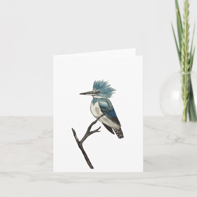 Belted Kingfisher Folded Note Card (Front)