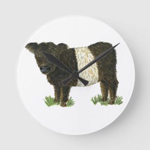 'Beltie' Belted Galloway Round Clock