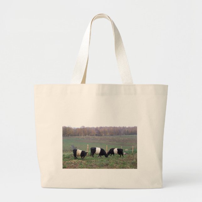 Beltie Cow Herd in Fall Large Tote Bag (Front)