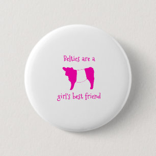 Belties are a Girl’s Best Friend Pink Beltie Cow 6 Cm Round Badge