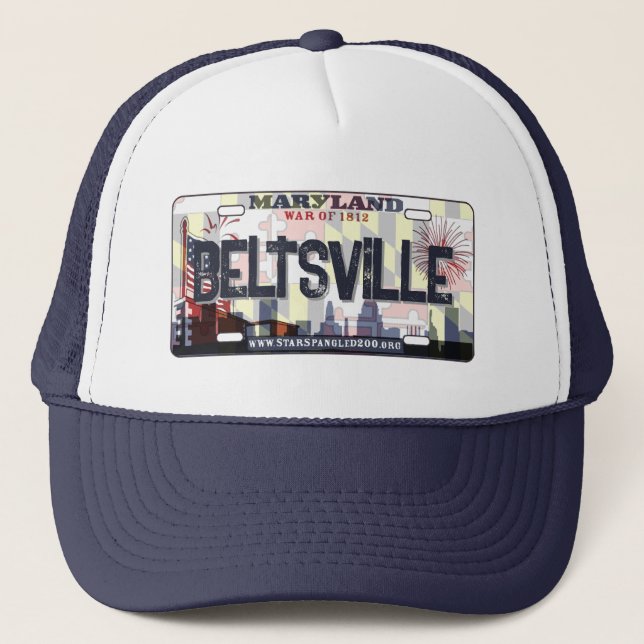 Beltsville Maryland flag license plate hat (Front)