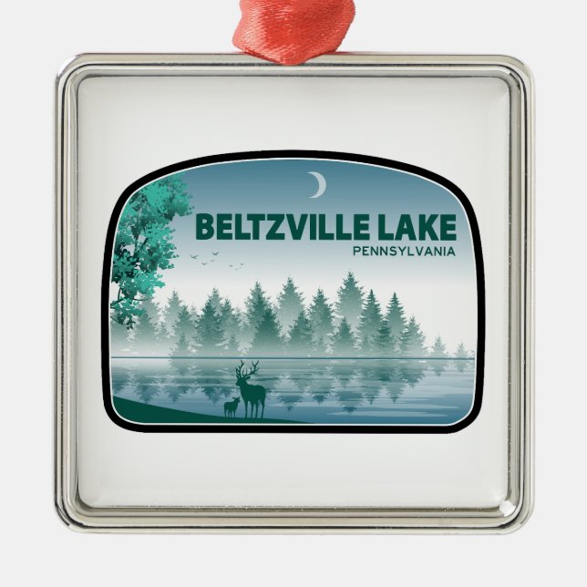 Beltzville Lake Pennsylvania Deer Metal Ornament (Front)