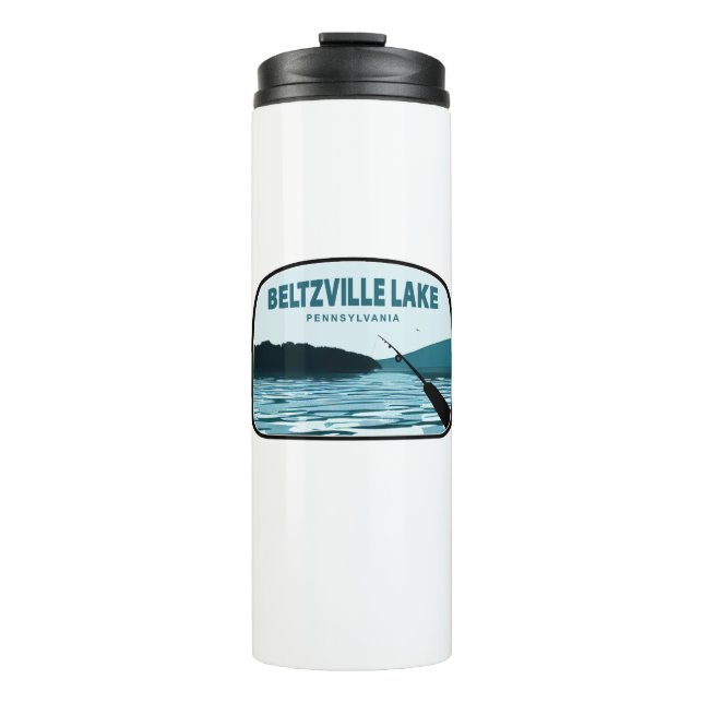 Beltzville Lake Pennsylvania Fishing Rod Thermal Tumbler (Front)