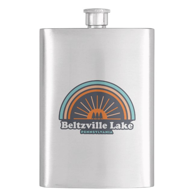 Beltzville Lake Pennsylvania Rainbow Hip Flask (Front)