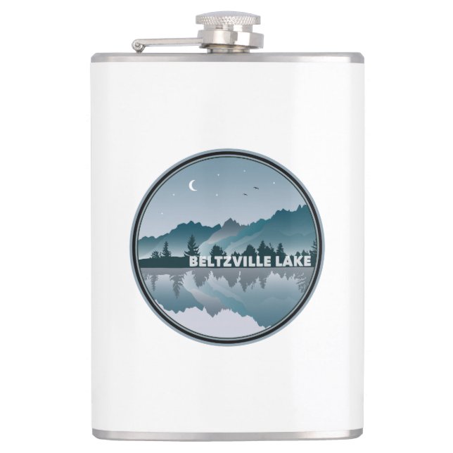 Beltzville Lake Pennsylvania Reflection Hip Flask (Front)