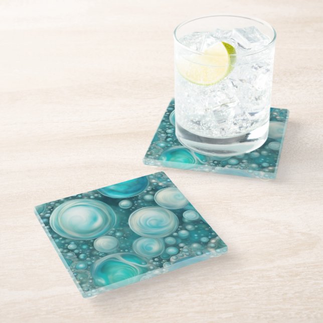 Beluga Bubbles Glass Coaster (Angled)
