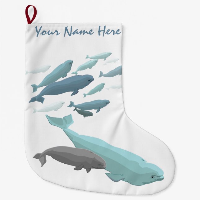 Beluga Christmas Stocking Personalise Beluga Whale (Front)