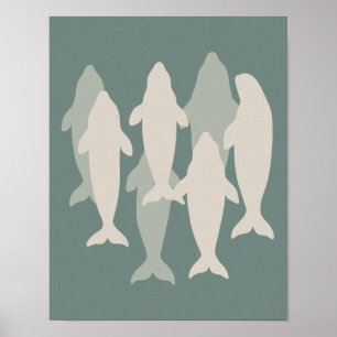 Beluga Pod Illustrated  Poster
