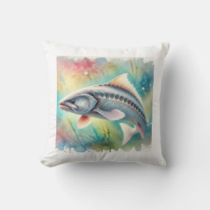 Beluga Sturgeon 071124AREF132 - Watercolor Cushion