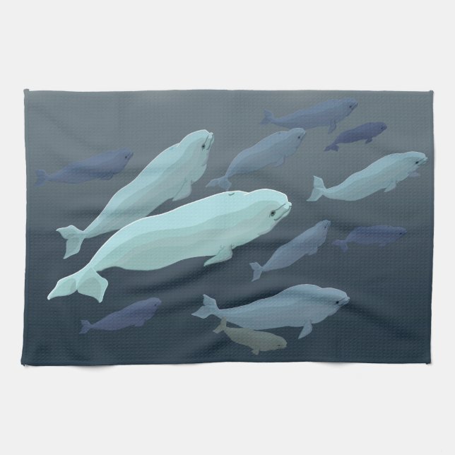 Beluga Towel Beluga Whale Dish Towels Whale Gifts (Horizontal)