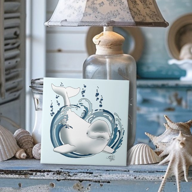 Beluga Whale Blue Ceramic Tile (Creator Uploaded)