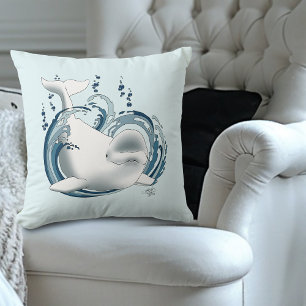 Beluga Whale Blue Cushion