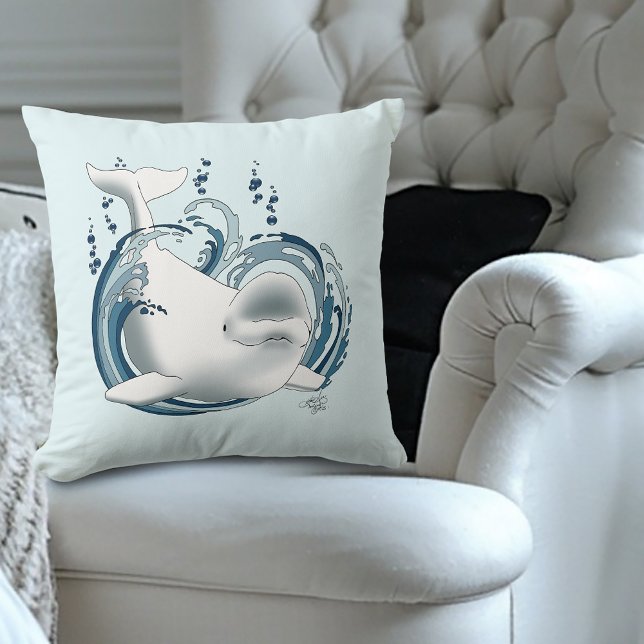 Beluga Whale Blue Cushion (Creator Uploaded)
