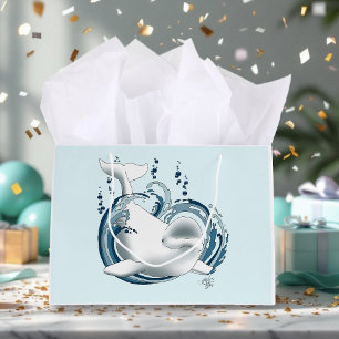 Beluga Whale Blue Large Gift Bag