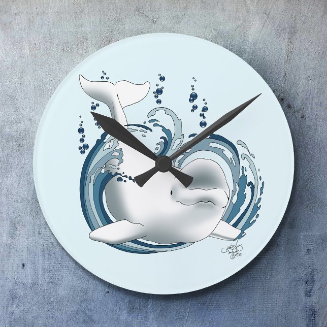 Beluga Whale Blue Round Clock (Creator Uploaded)