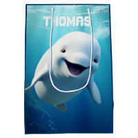 Beluga Whale Cartoon Blue Green Arctic Ocean