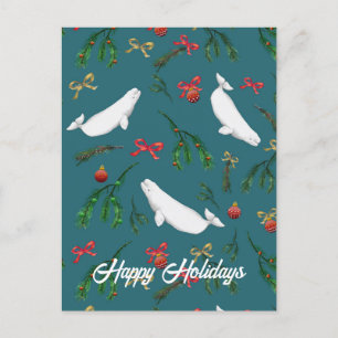 Beluga Whale Christmas Holiday Postcard