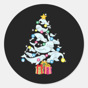 Beluga Whale Christmas Tree Whales Christmas Classic Round Sticker