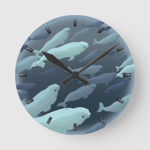 Beluga Whale Clock Beluga Whale Art Wall Clock