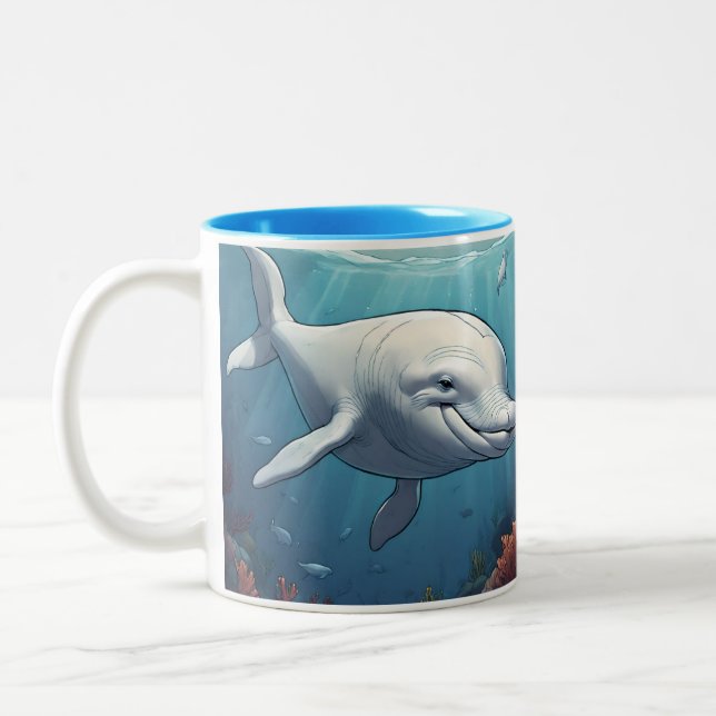 Beluga Whale coffee  Two-Tone Coffee Mug (Left)