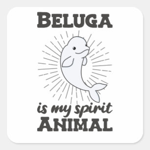 Beluga Whale Cute Animals For Kids Square Sticker