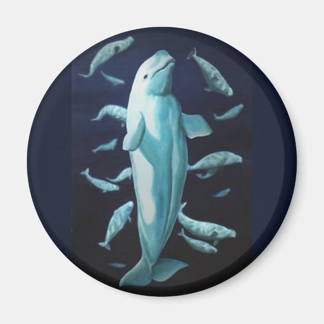 Beluga Whale Fridge Magnet Whale Art Gifts (Front)