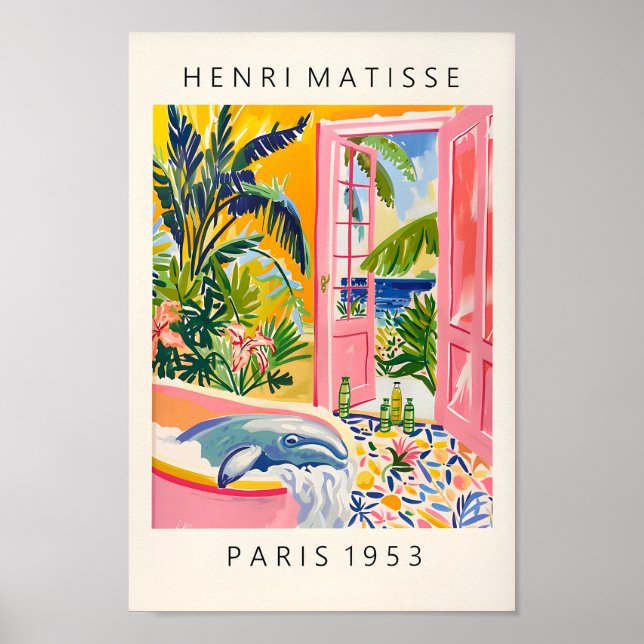 Beluga Whale In Bathtub, Matisse Poster, Bathroom  Poster (Front)