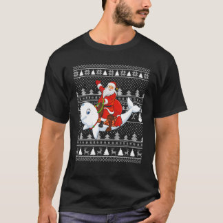 Beluga Whale Lover Santa Riding Beluga Whale Ugly T-Shirt