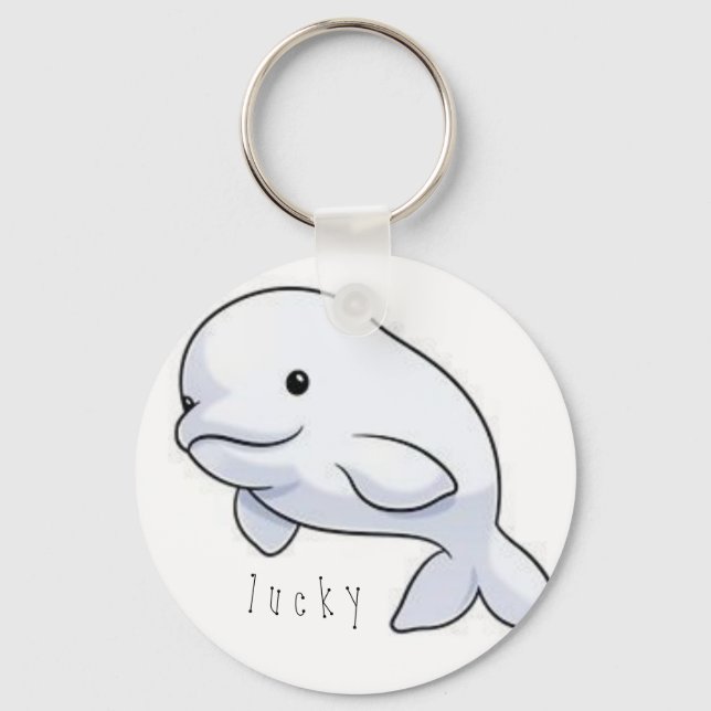 beluga whale lucky charm key ring (Front)