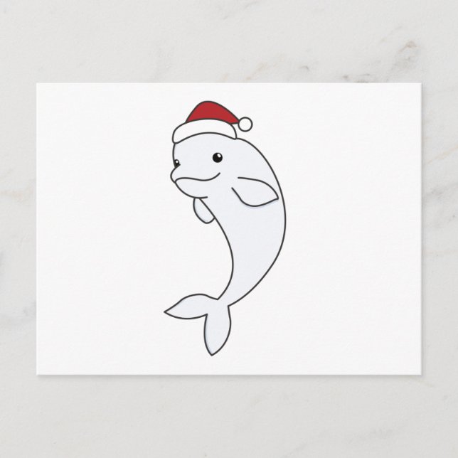 Beluga Whale Merry Christmas Winter Animals Whales Postcard (Front)