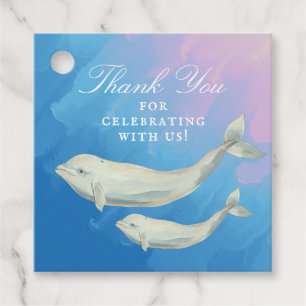 Beluga Whale Mum and Calf Baby Shower Favour Tags