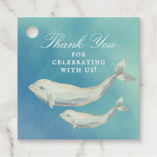 Beluga Whale Mum and Calf Baby Shower Favour Tags