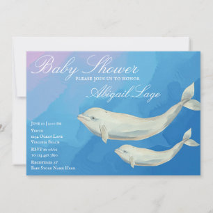 Beluga Whale Mum and Calf Baby Shower Invitation