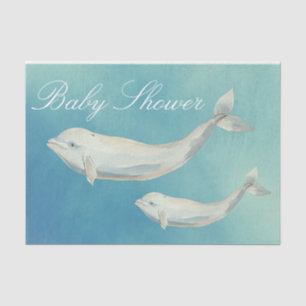 Beluga Whale Mum and Calf Baby Shower Tissue Paper
